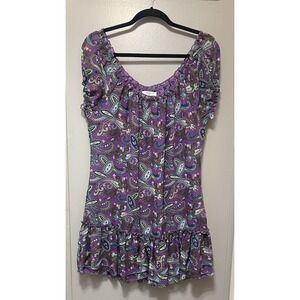 Piper And Blue Purple Paisley Print Lined Mini Dress Sleeveless Size Large
